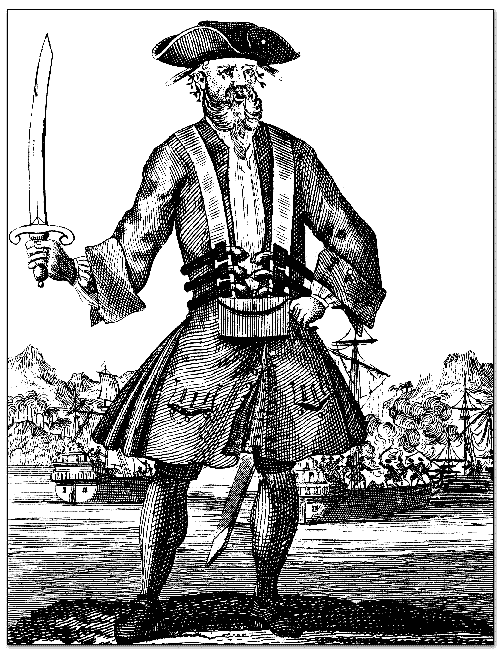 Blackbeard, the most famous pirate of the Golden Age of Piracy - historic illustration