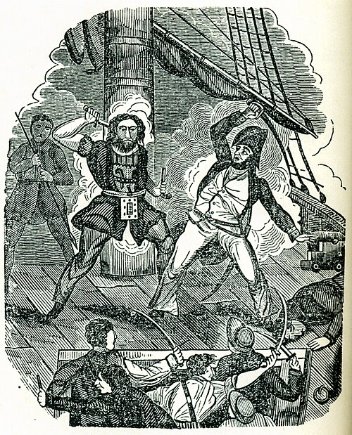 Blackbeard and Maynard fighting