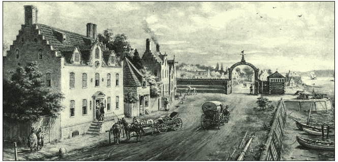 Painting of Captain William Kidd's house in New York City, 1691