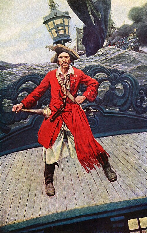 A pirate captain of the Golden Age — Captain Keitt, illustration by Howard Pyle, 1908