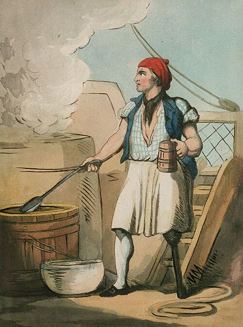 Cook — hand-coloured illustration by Thomas Rowlandson, 1799, Royal Museums Greenwich