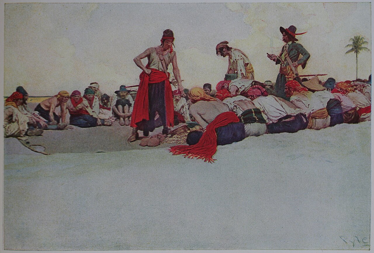 So the Treasure was Divided — pirates dividing their loot, oil painting by Howard Pyle, 1905
